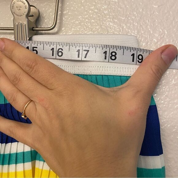 Merona Plus size color block stripe pleated Summer pull on skirt Blue yellow XXL - Picture 5 of 11